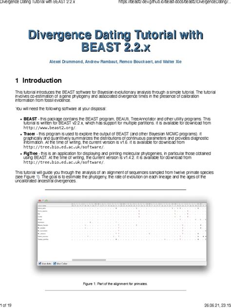 divergence dating tutorial with beast 2.0